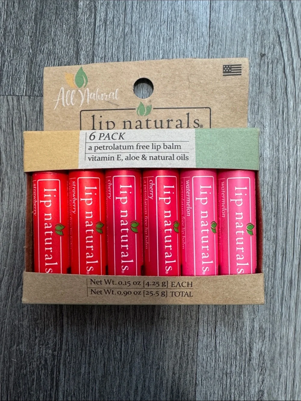 All Natural-lip naturals Lip Balm Pack - 6 Pack 2 🍓 2 🍒 2 🍉
